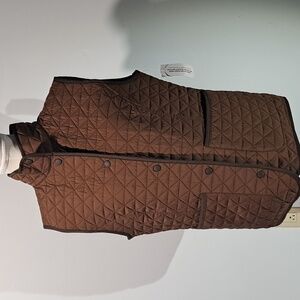 Lands End Insulated Reversible Barn Vest. Size MP/10-12. Brown‎ and Paisly.